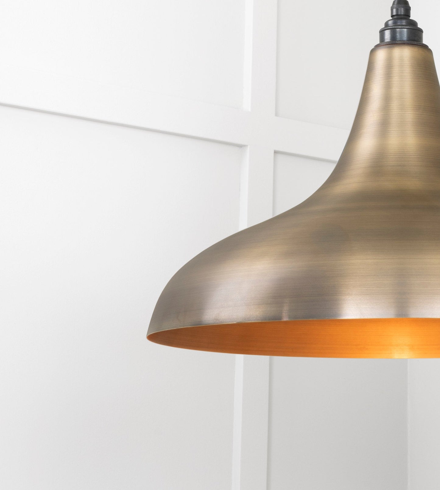 Aged Brass Frankley Pendant Light , Detailed close up view of pendant.