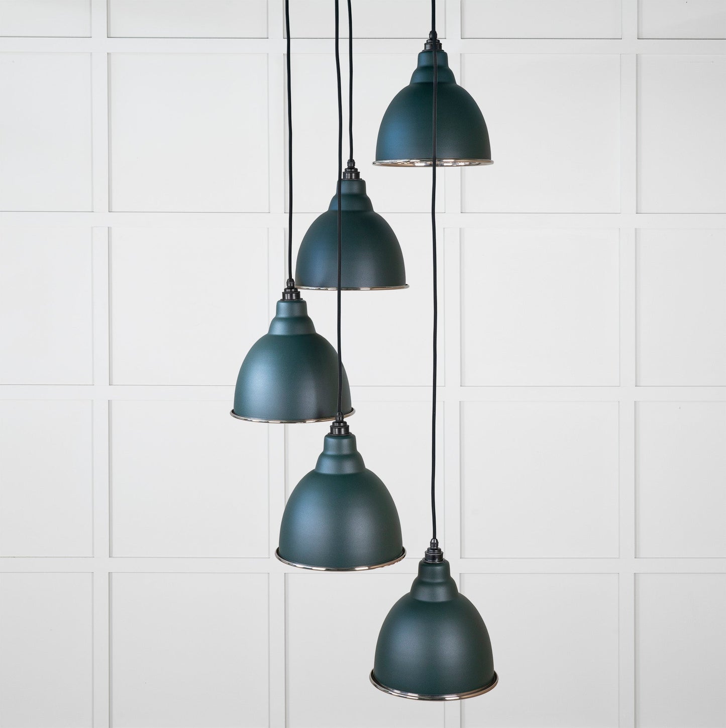 Smooth Nickel Brindley Cluster Pendant Light Dingle, Front Side.