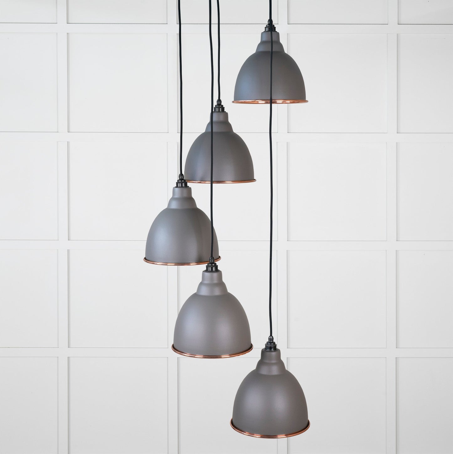 Hammered Copper Brindley Cluster Pendant Light Bluff, Front Side.