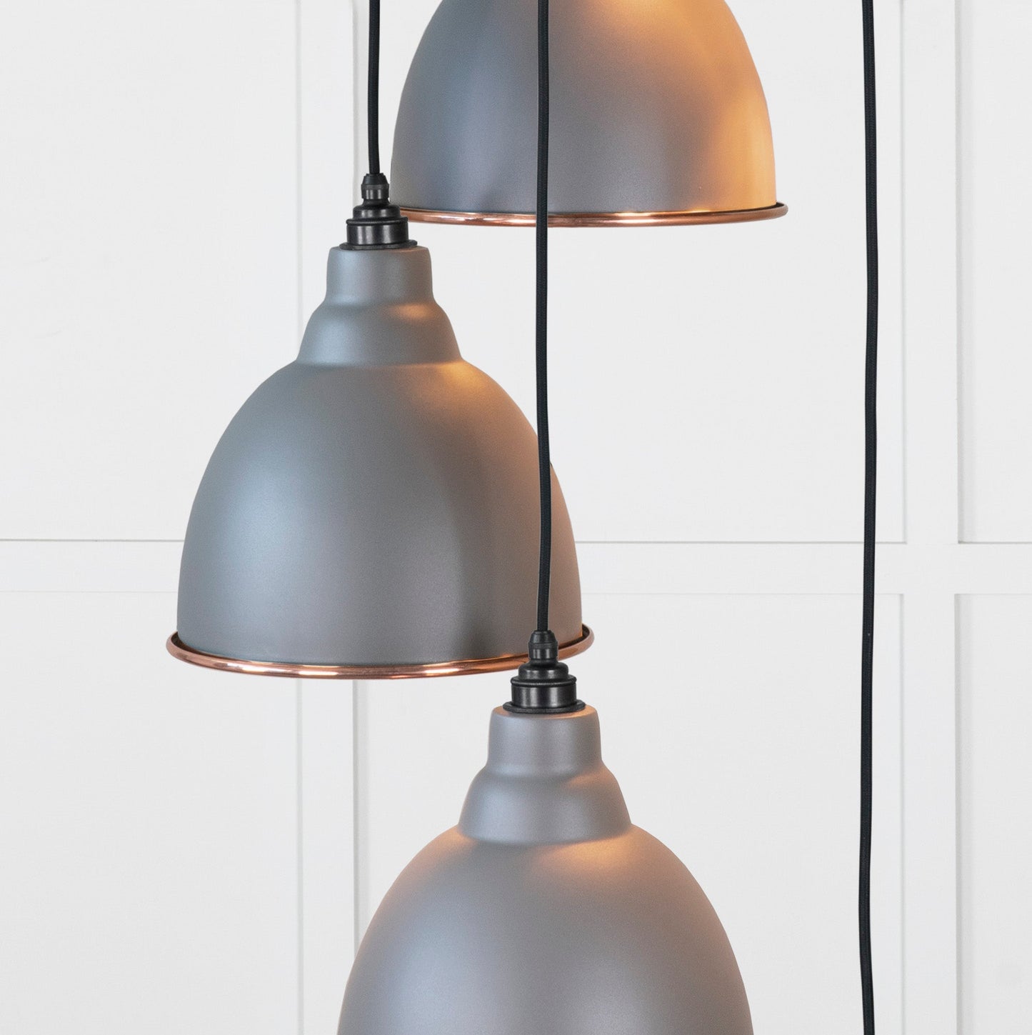 Hammered Copper Brindley Cluster Pendant Light Bluff, Underside.