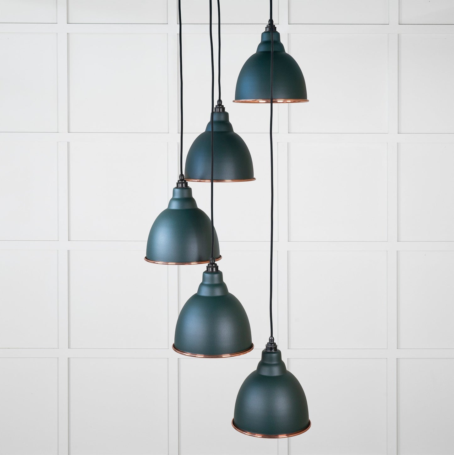 Hammered Copper Brindley Cluster Pendant Light Dingle, Front Side.