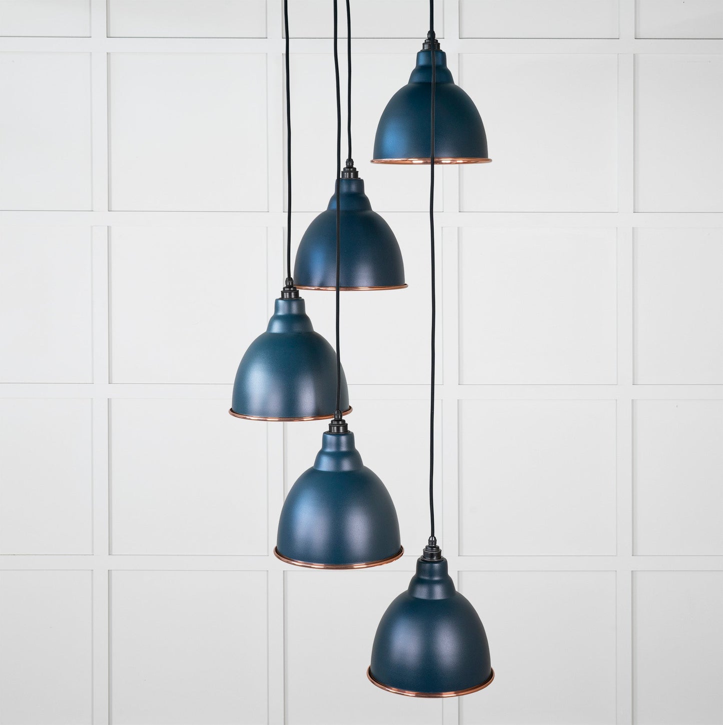 Hammered Copper Brindley Cluster Pendant Light Dusk, Front Side.