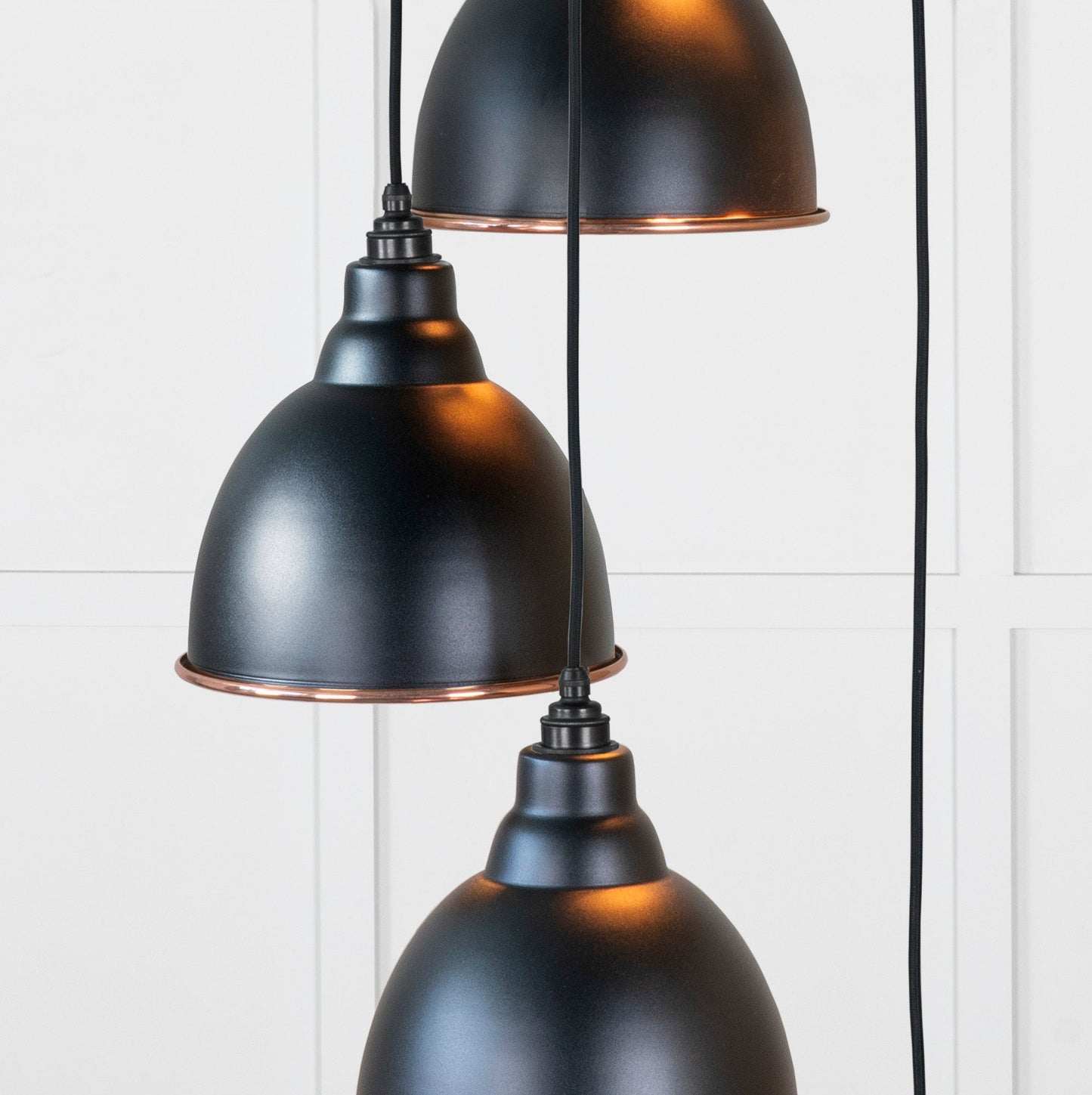 Hammered Copper Brindley Cluster Pendant Light Elan Black, Underside.
