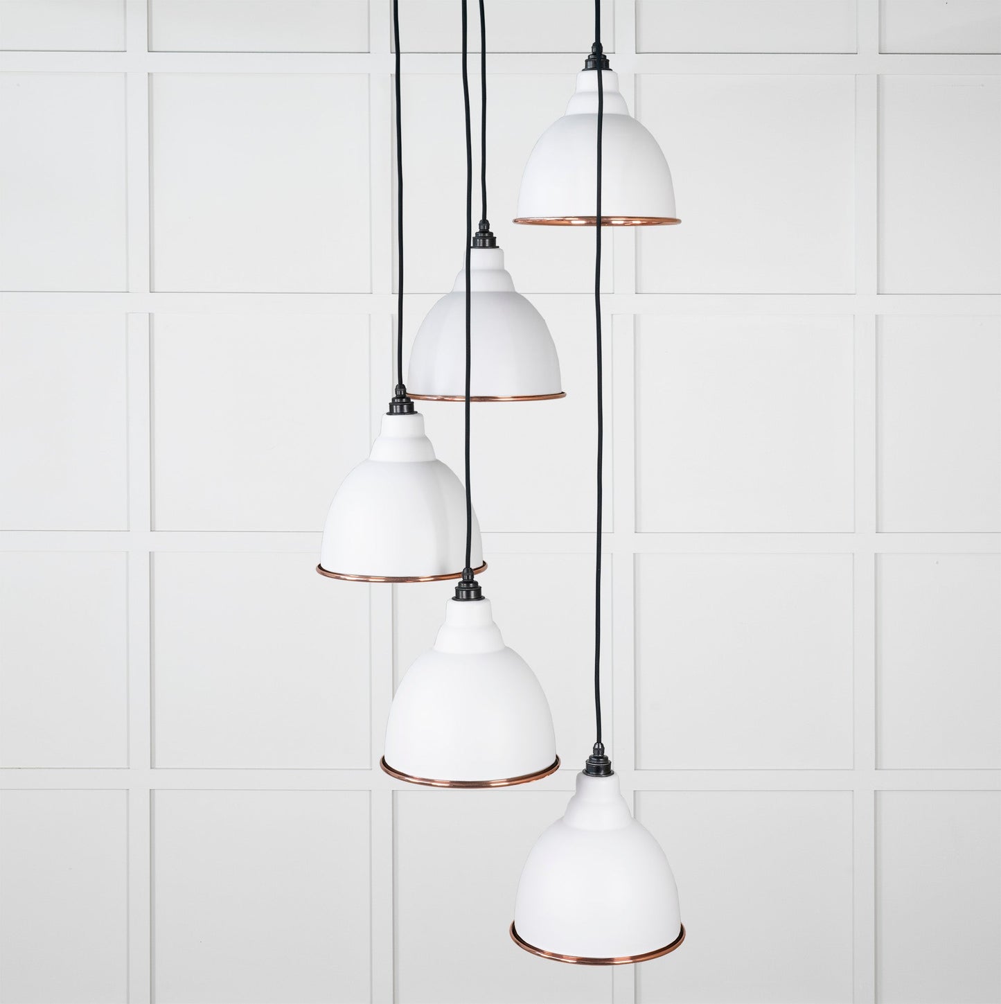 Hammered Copper Brindley Cluster Pendant Light Flock, Front Side.