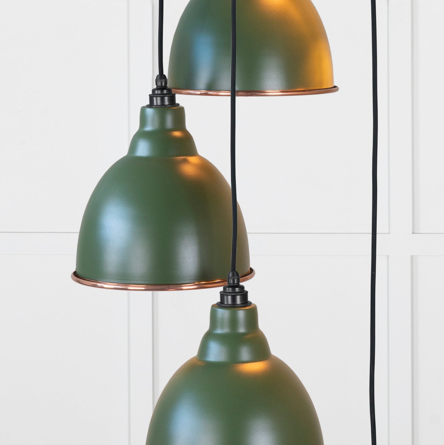 Hammered Copper Brindley Cluster Pendant Light Heath, Underside.