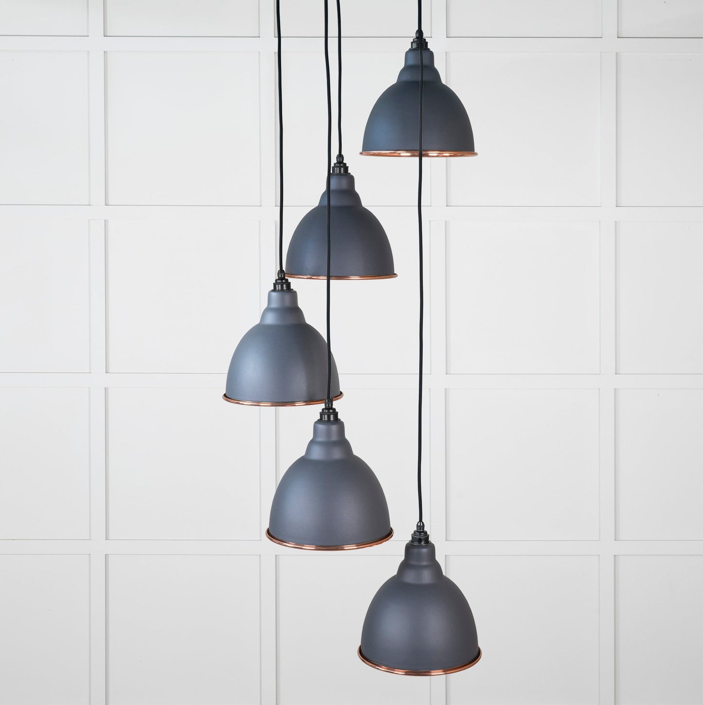Hammered Copper Brindley Cluster Pendant Light Slate, Front Side.