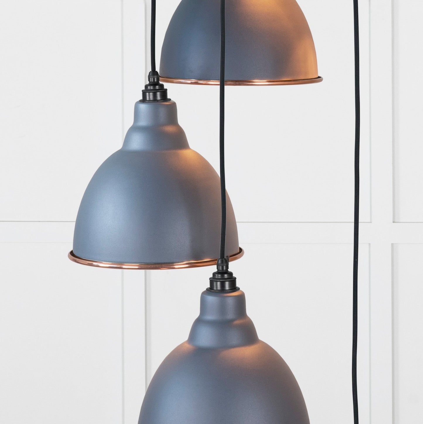 Hammered Copper Brindley Cluster Pendant Light Slate, Underside.