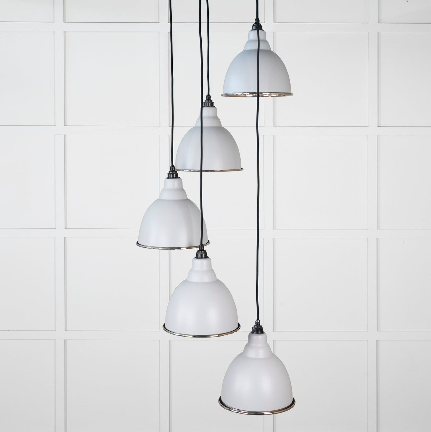 Hammered Nickel Brindley Cluster Pendant Light Birch, Front Side.