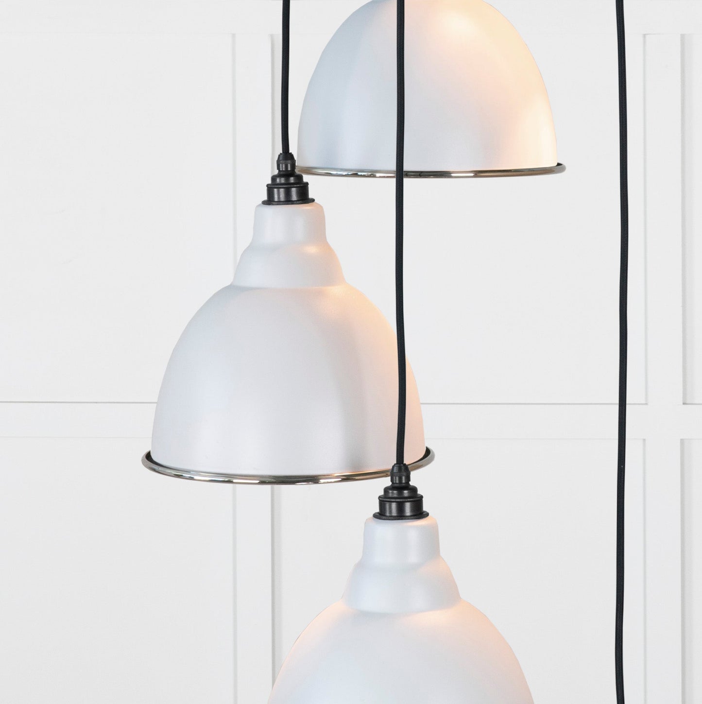 Hammered Nickel Brindley Cluster Pendant Light Birch, Underside.