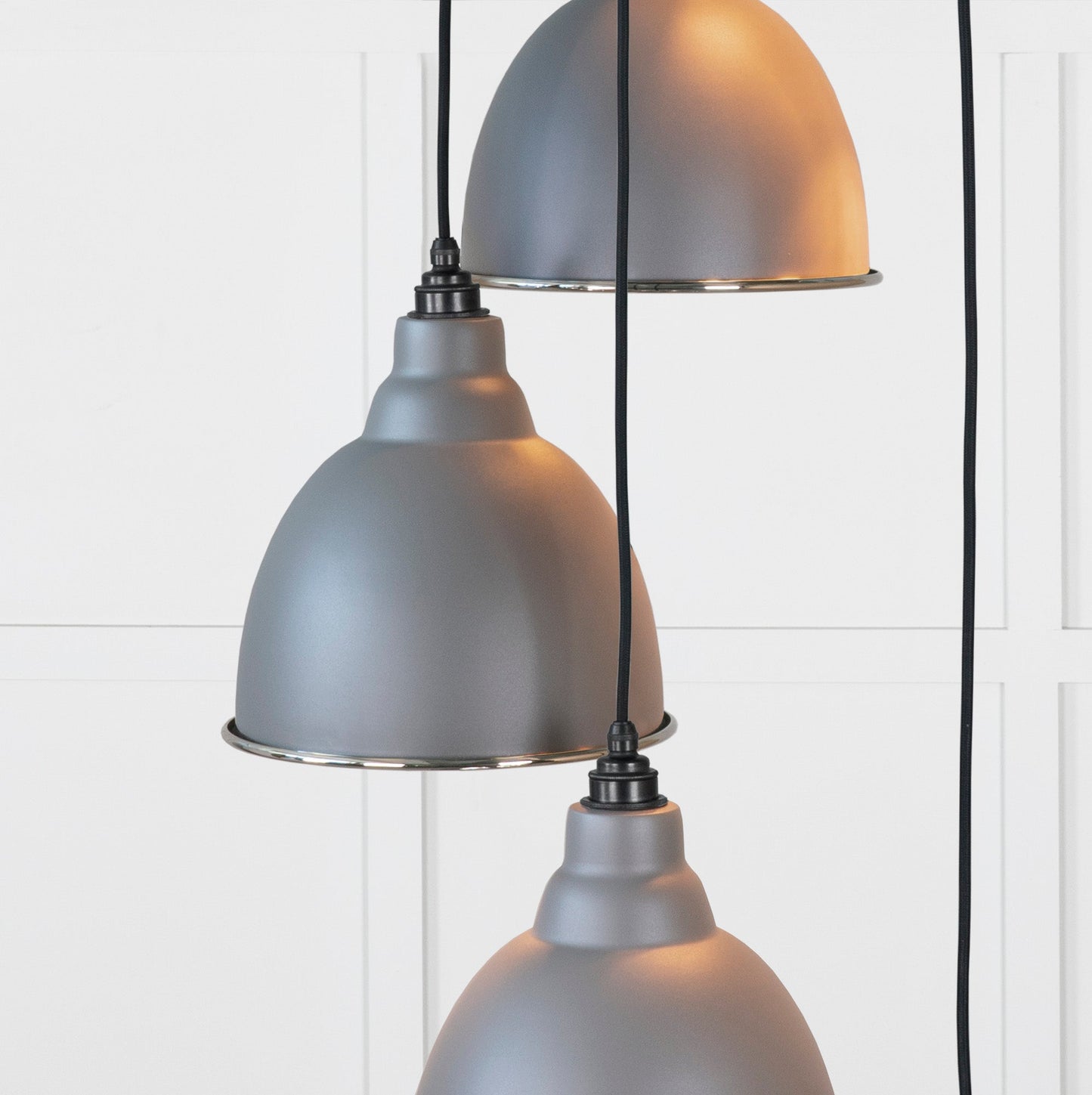 Hammered Nickel Brindley Cluster Pendant Light Bluff, Underside.