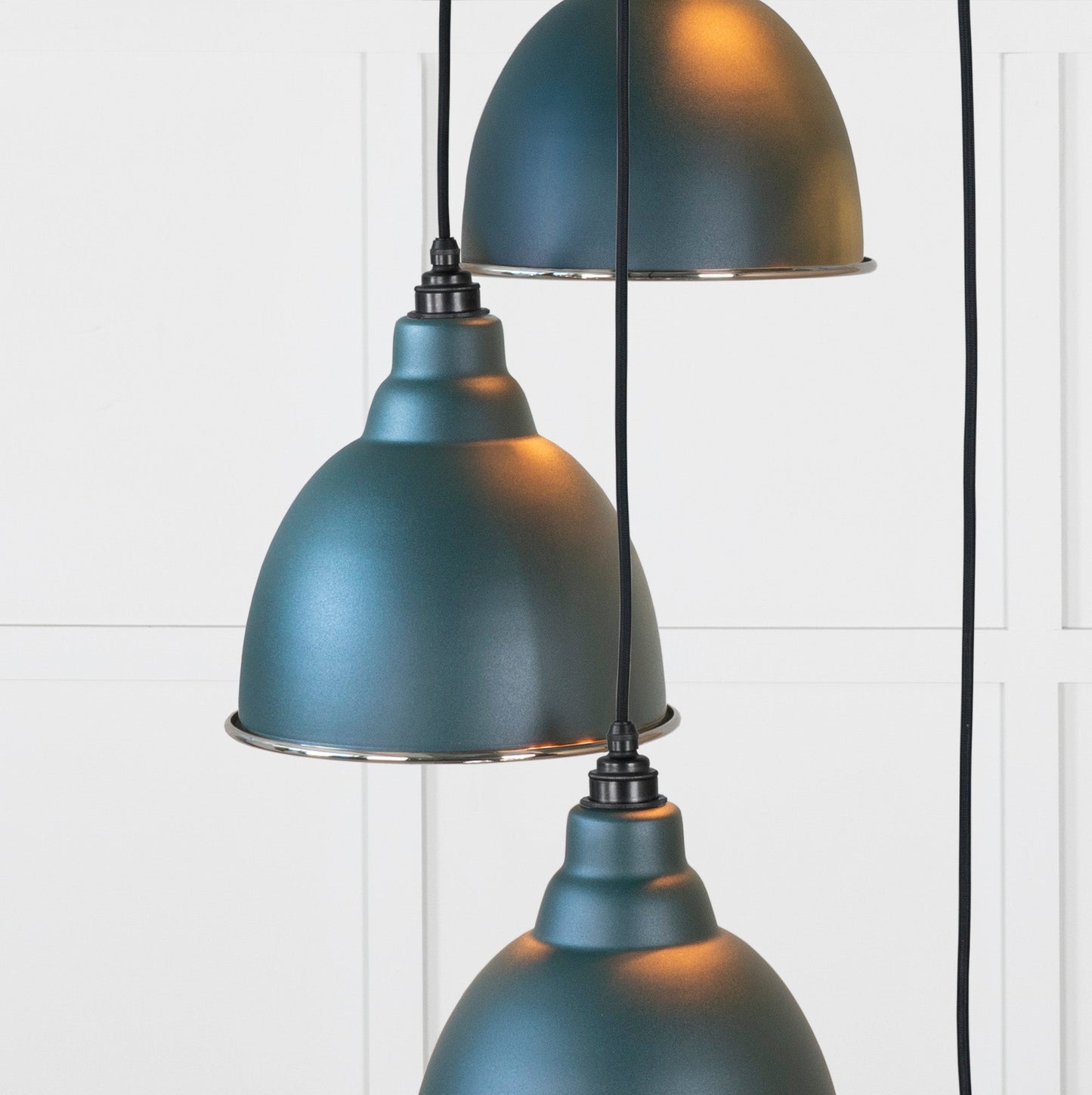 Hammered Nickel Brindley Cluster Pendant Light Dingle, Underside.