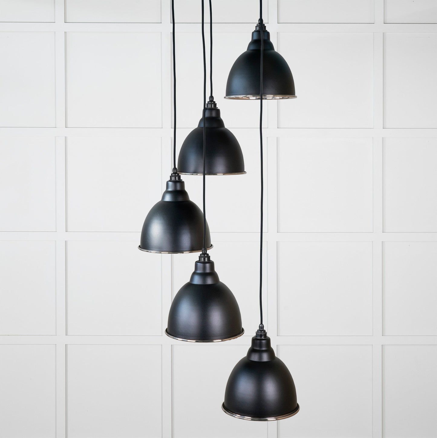 Hammered Nickel Brindley Cluster Pendant Light Elan Black, Front Side.