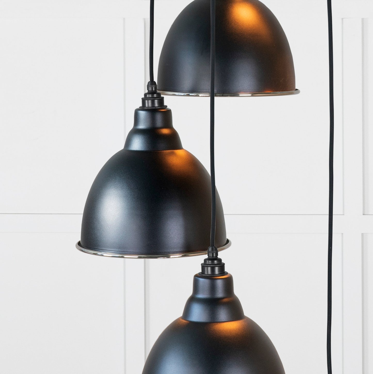 Hammered Nickel Brindley Cluster Pendant Light Elan Black, Underside.
