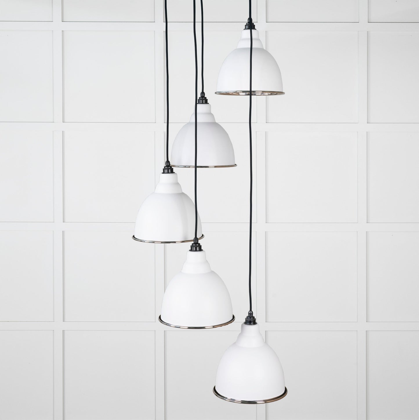 Hammered Nickel Brindley Cluster Pendant Light Flock, Front Side.