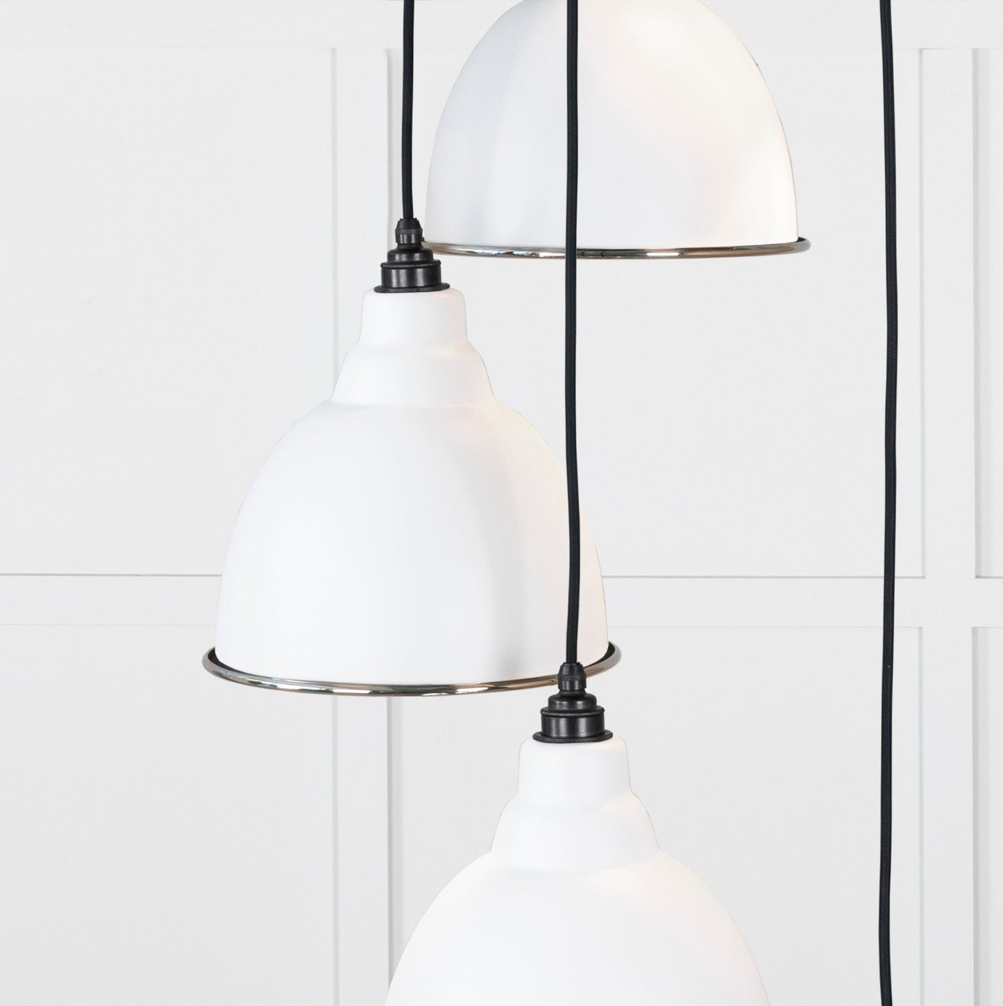 Hammered Nickel Brindley Cluster Pendant Light Flock, Underside.