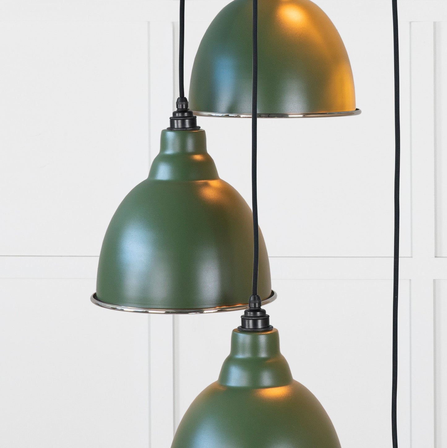 Hammered Nickel Brindley Cluster Pendant Light Heath, Underside.