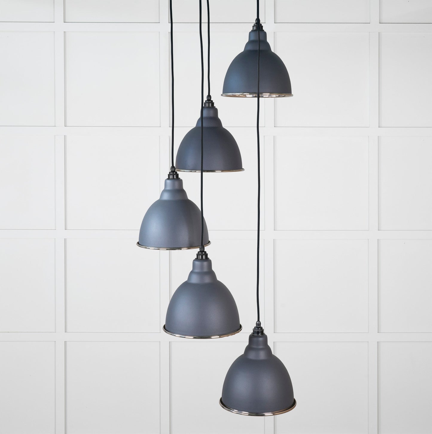Hammered Nickel Brindley Cluster Pendant Light Slate, Front Side.