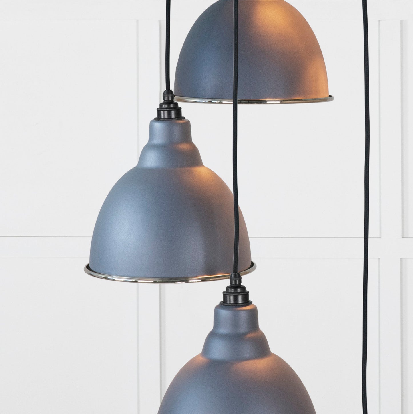 Hammered Nickel Brindley Cluster Pendant Light Slate, Underside.