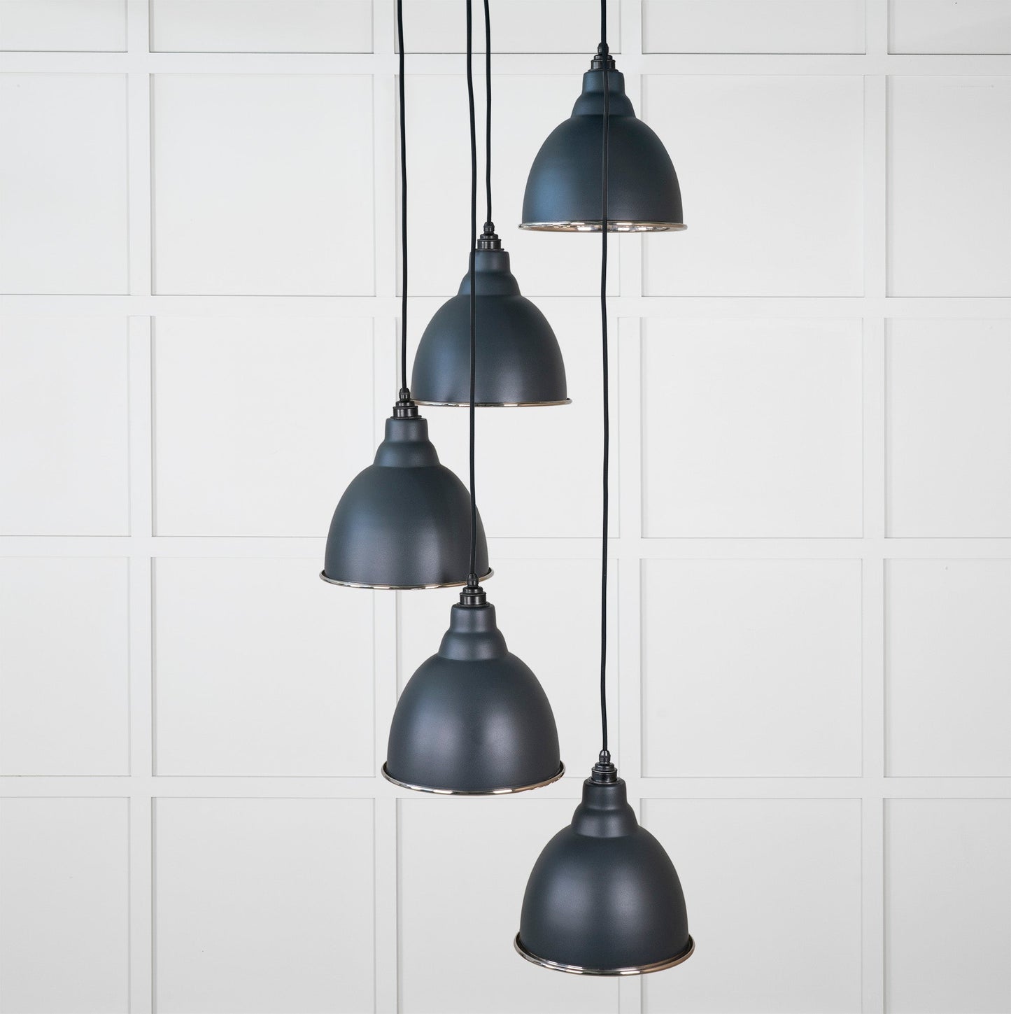 Hammered Nickel Brindley Cluster Pendant Light Soot, Front Side.
