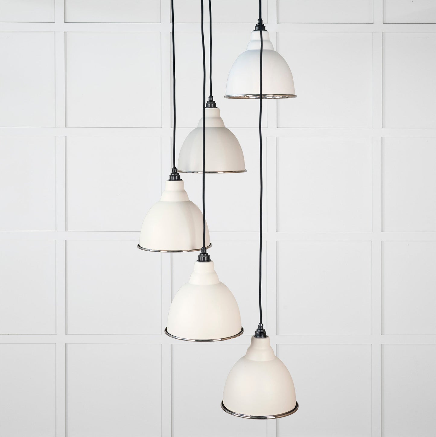 Hammered Nickel Brindley Cluster Pendant Light Teasel, Front Side.