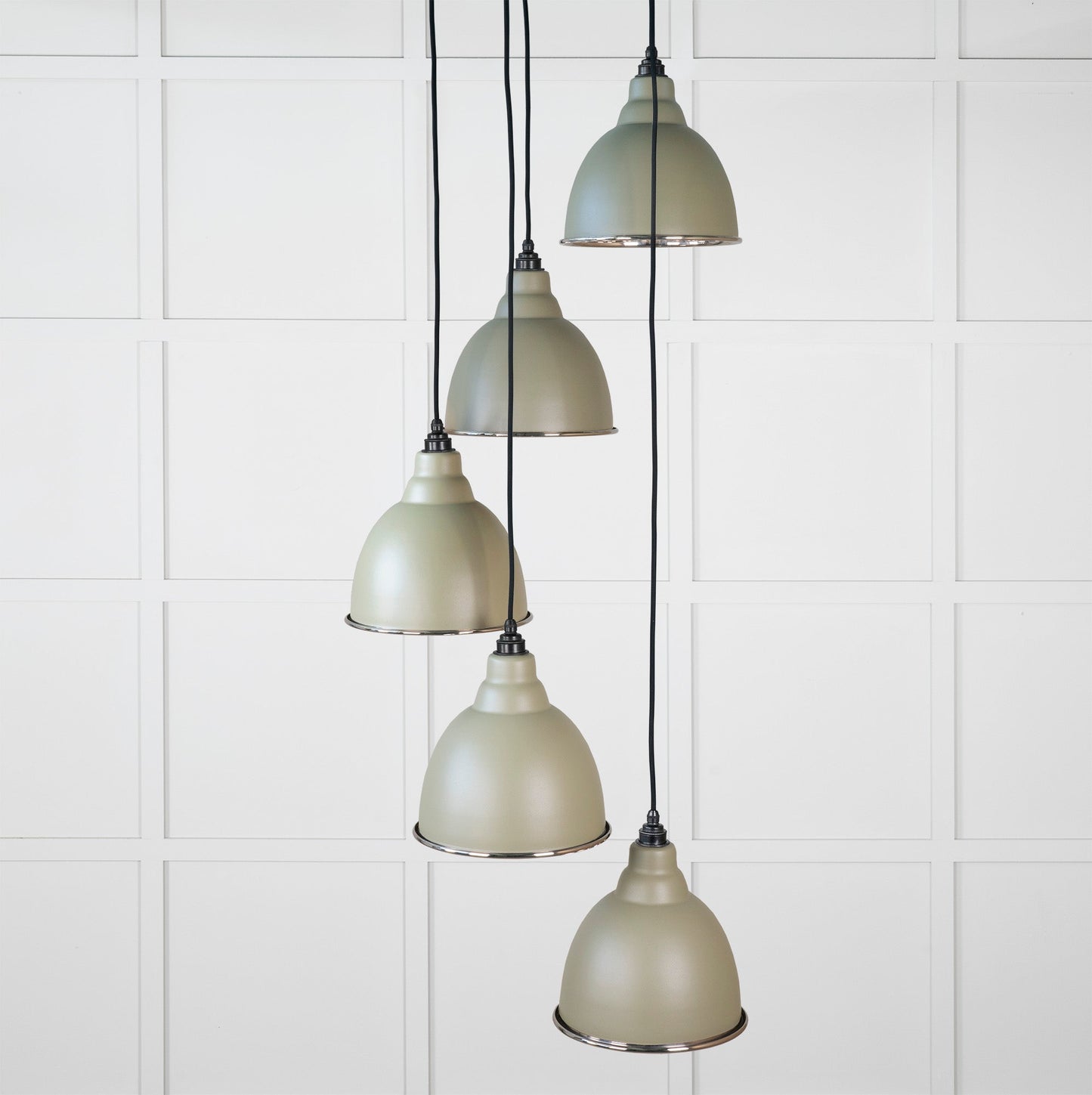 Hammered Nickel Brindley Cluster Pendant Light Tump, Front Side.