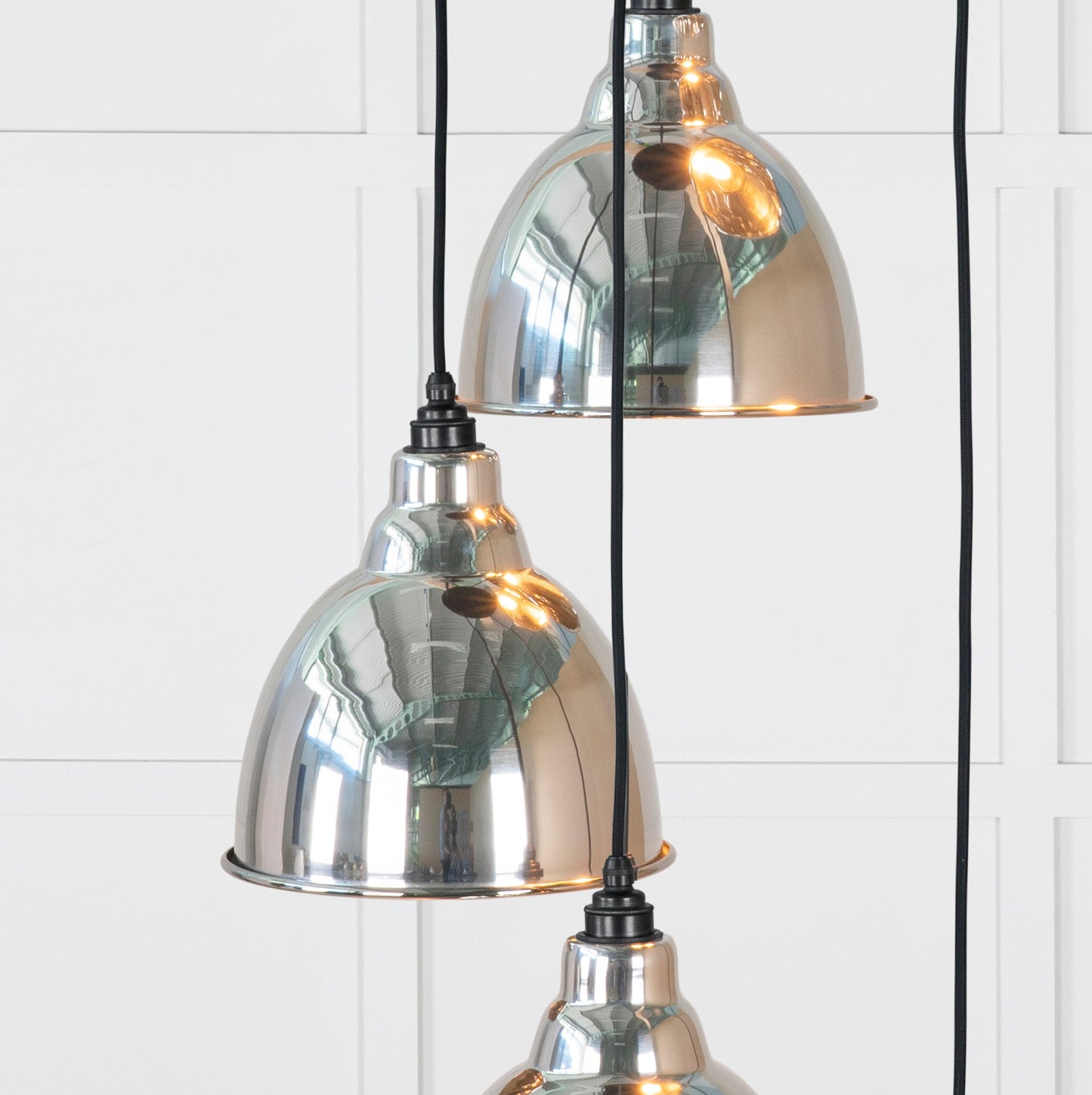 Hammered Nickel Brindley Cluster Pendant Light , Underside.