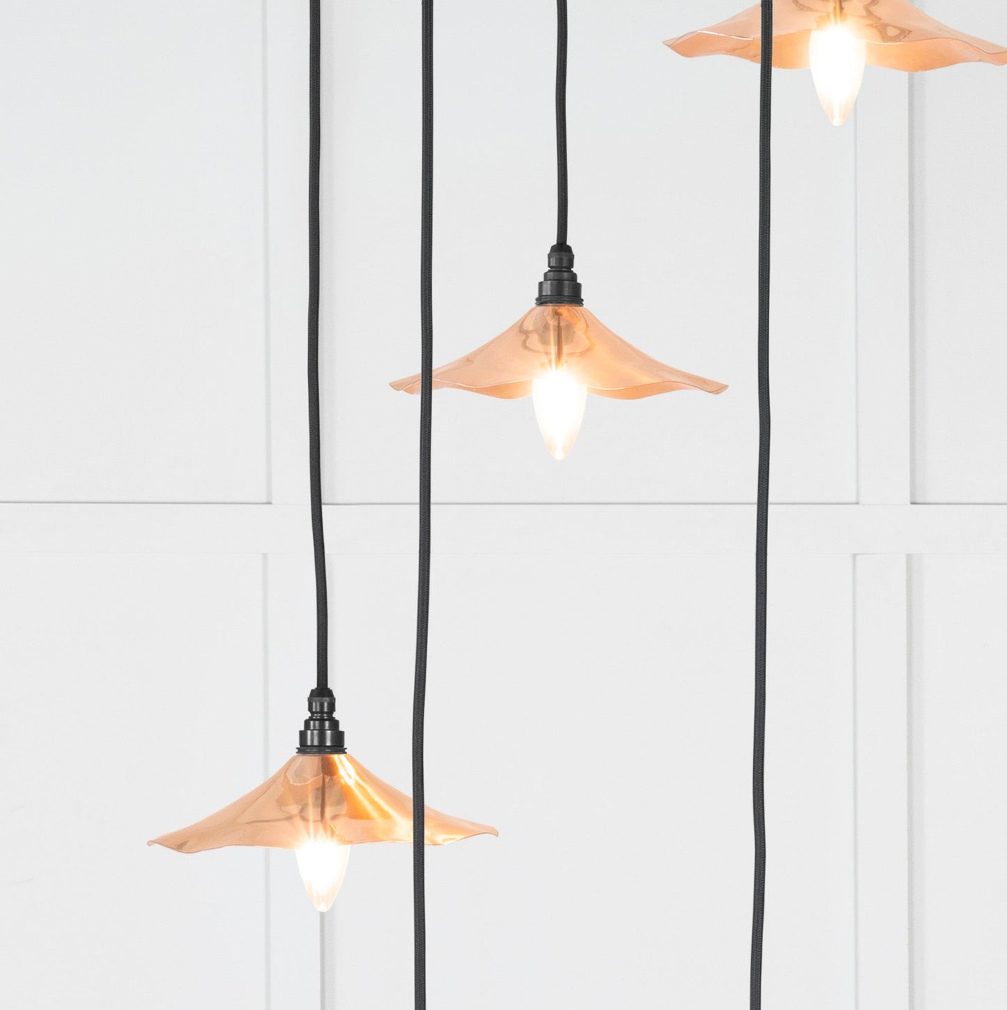 Smooth Copper Flora Cluster Pendant Light , Underside.