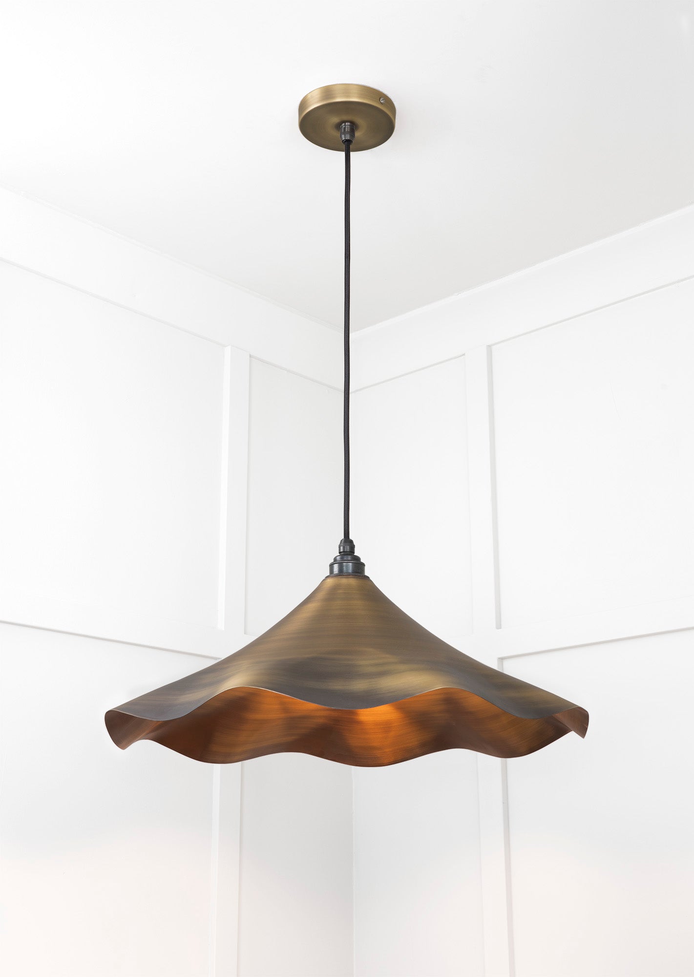 Aged Brass Flora Pendant Light , Underside.