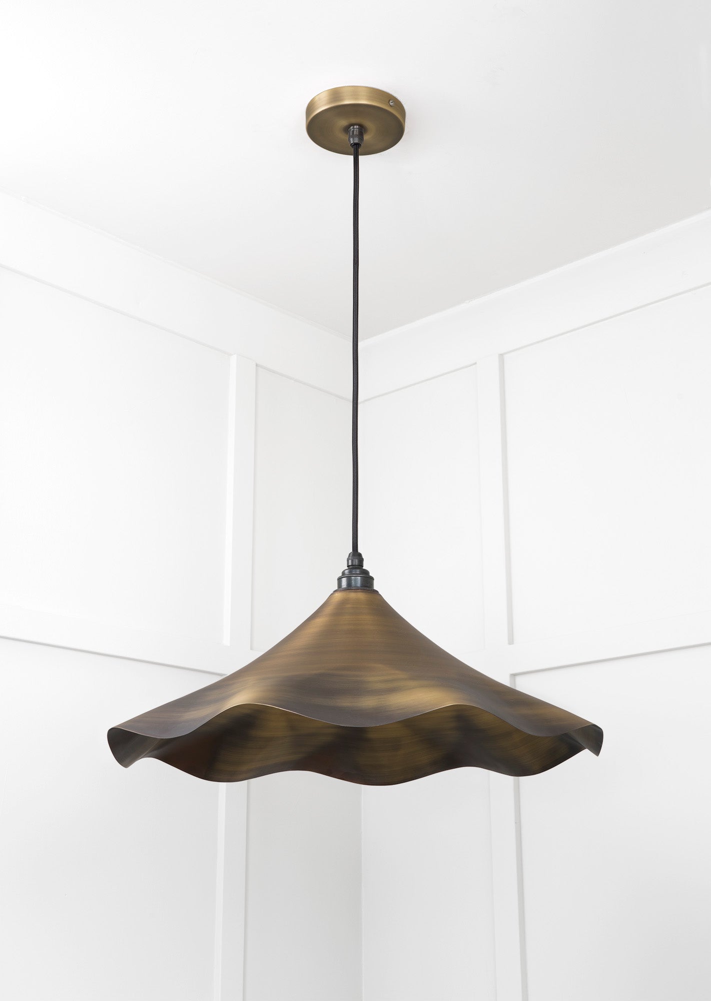 Aged Brass Flora Pendant Light , Underside.