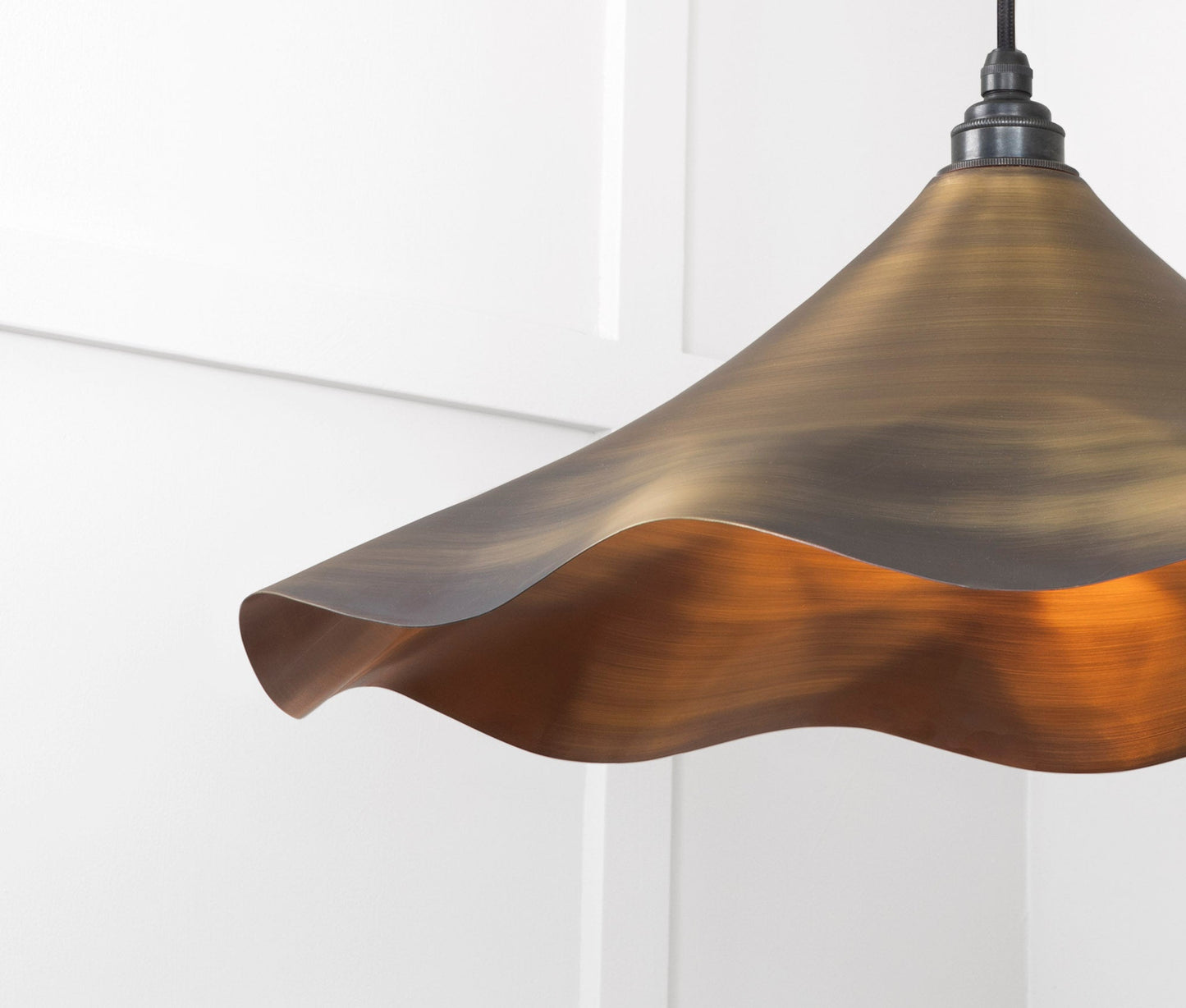 Aged Brass Flora Pendant Light , Detailed close up view of pendant.