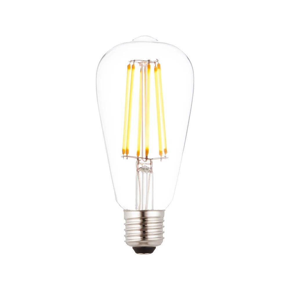 Teardrop ST64 6W E27 1800K CRI 80 Dimmable Clear Straight Filament LED Bulb