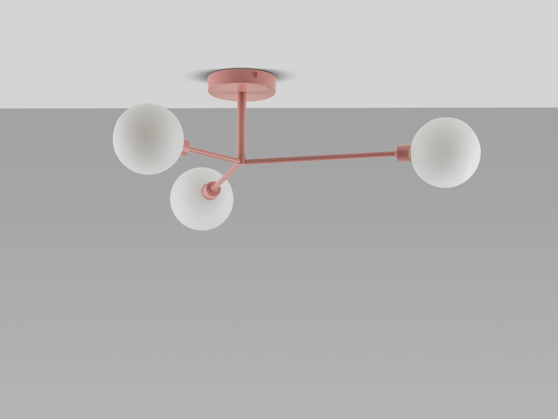 3 Light Flush Ceiling Light pink, front