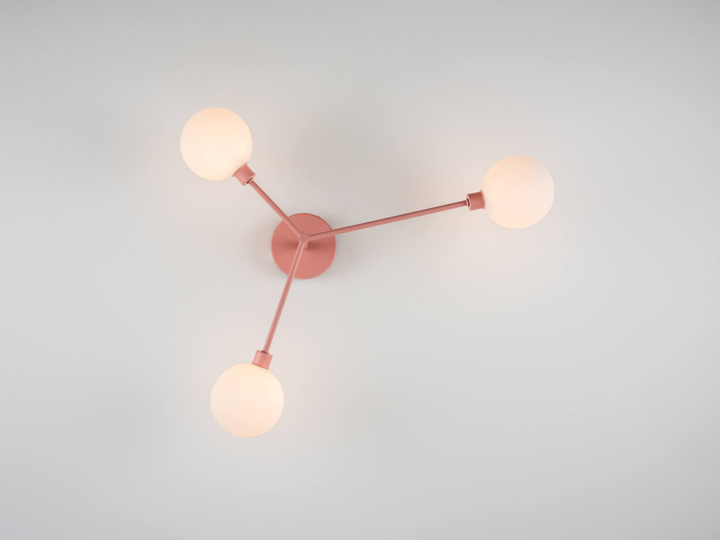 3 Light Flush Ceiling Light pink, from below