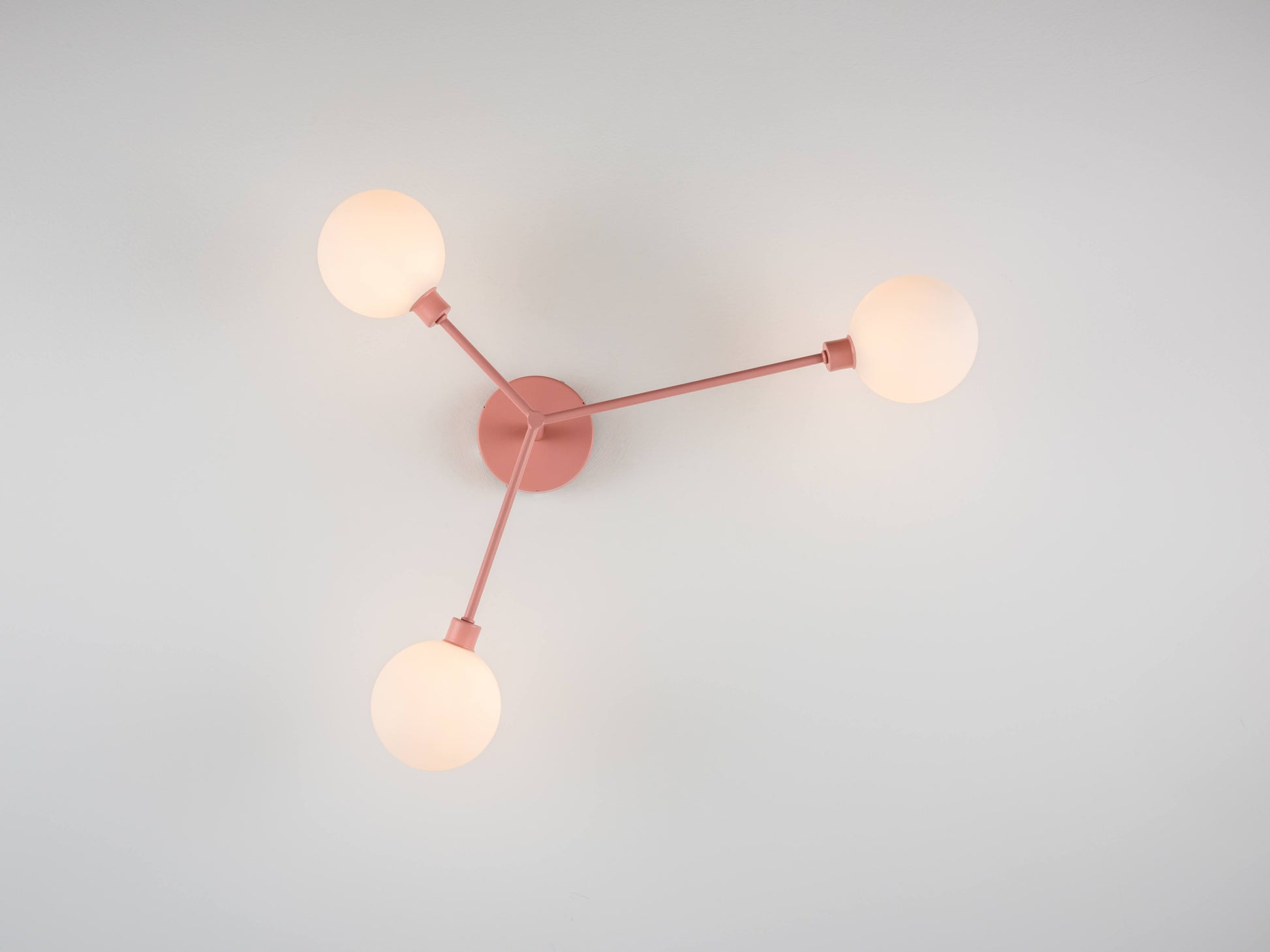 3 Light Flush Ceiling Light pink, from below