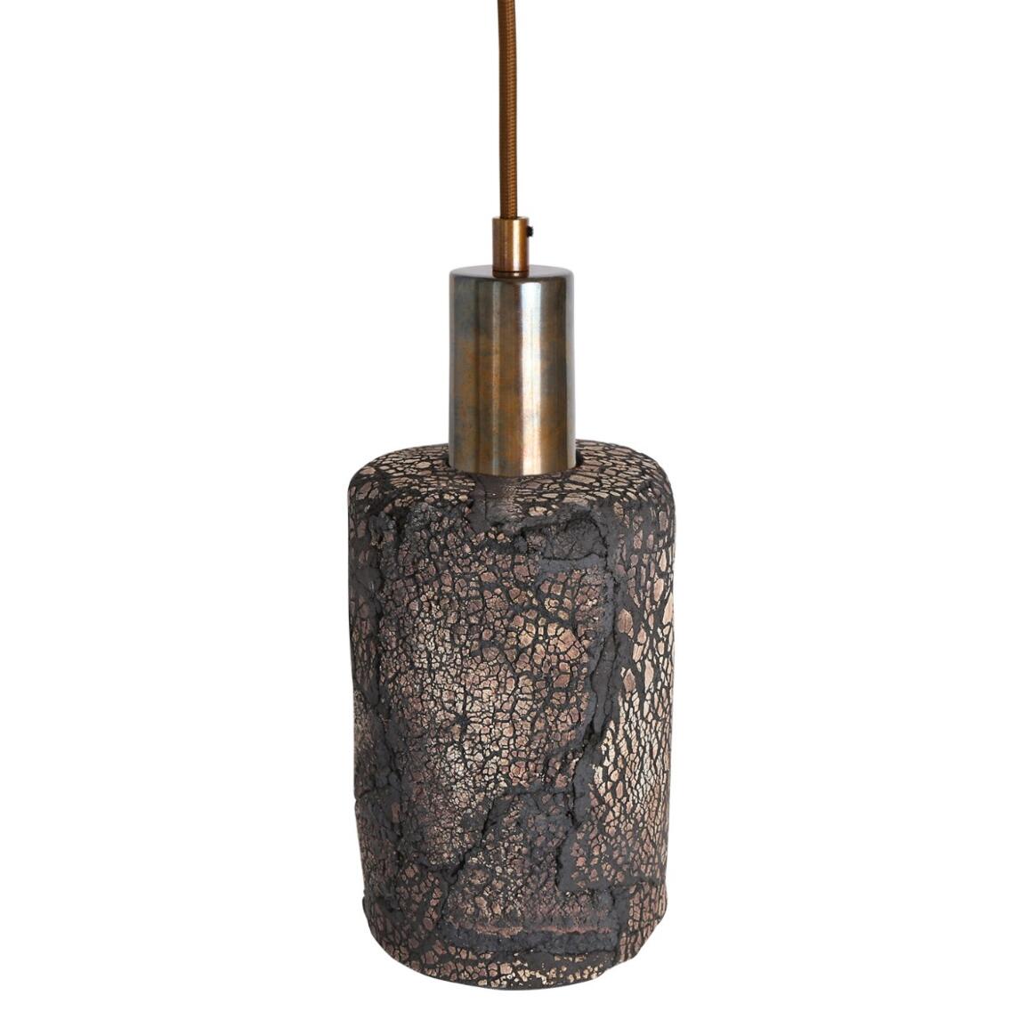 Senna Organic Ceramic Cylinder Pendant Light 12cm, Black Clay