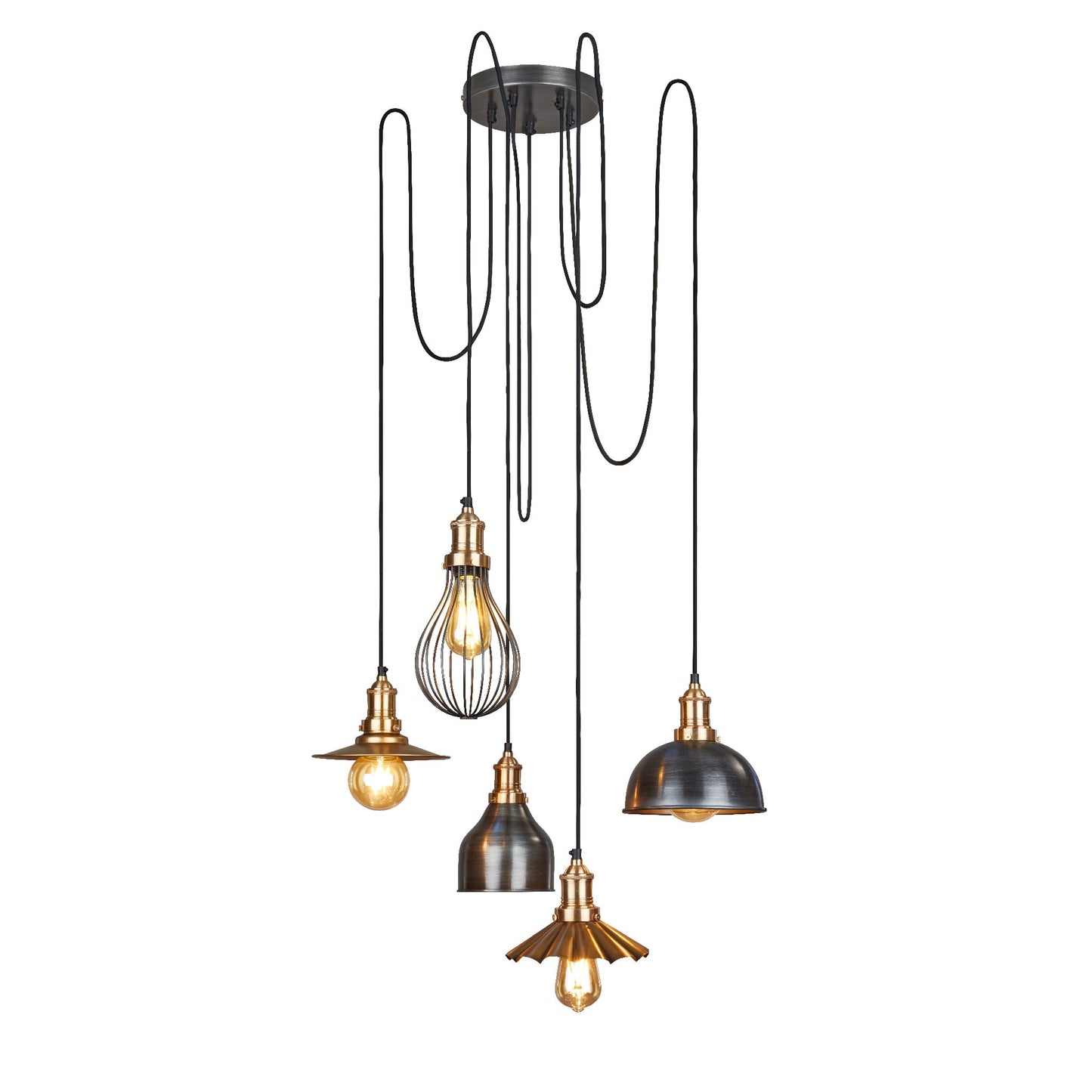 Brooklyn 5 Wire Pendant Light With Shades , Product Shot
