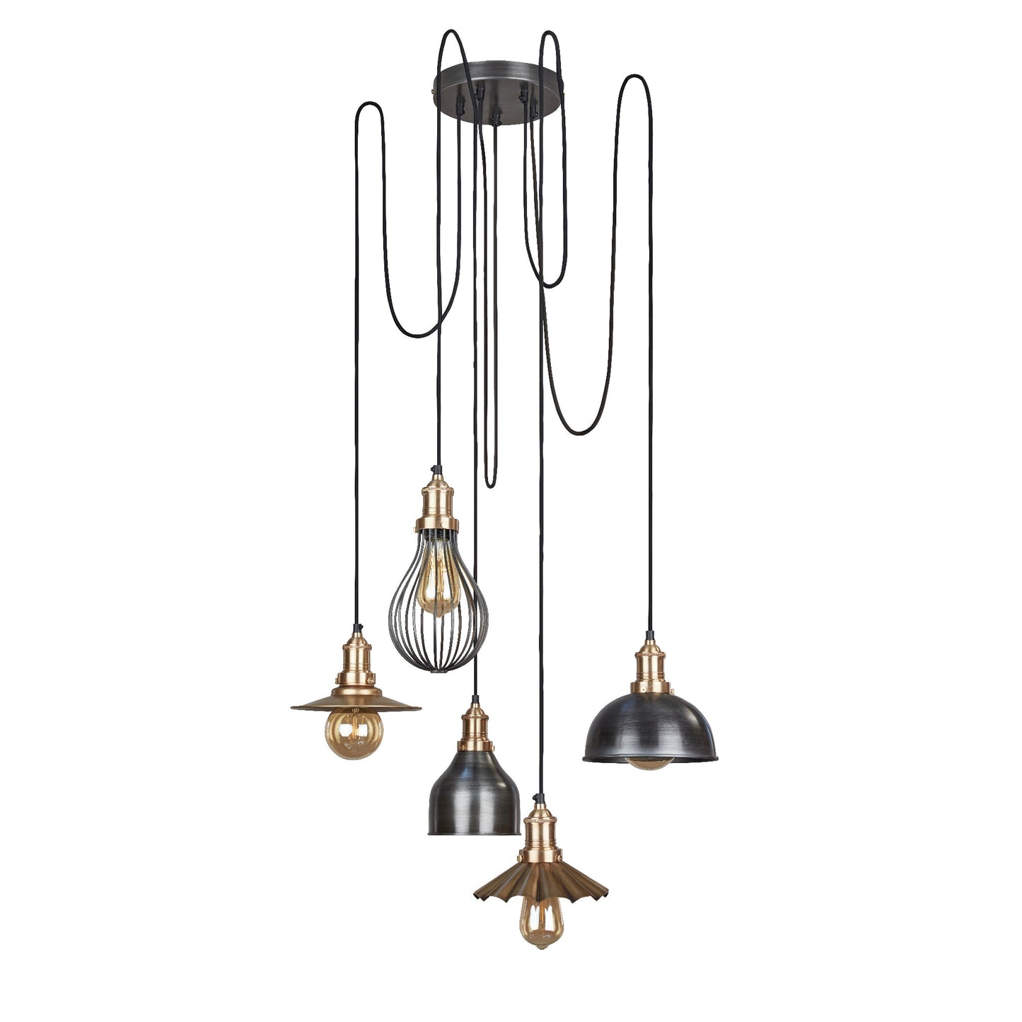 Brooklyn 5 Wire Pendant Light With Shades , Product Shot