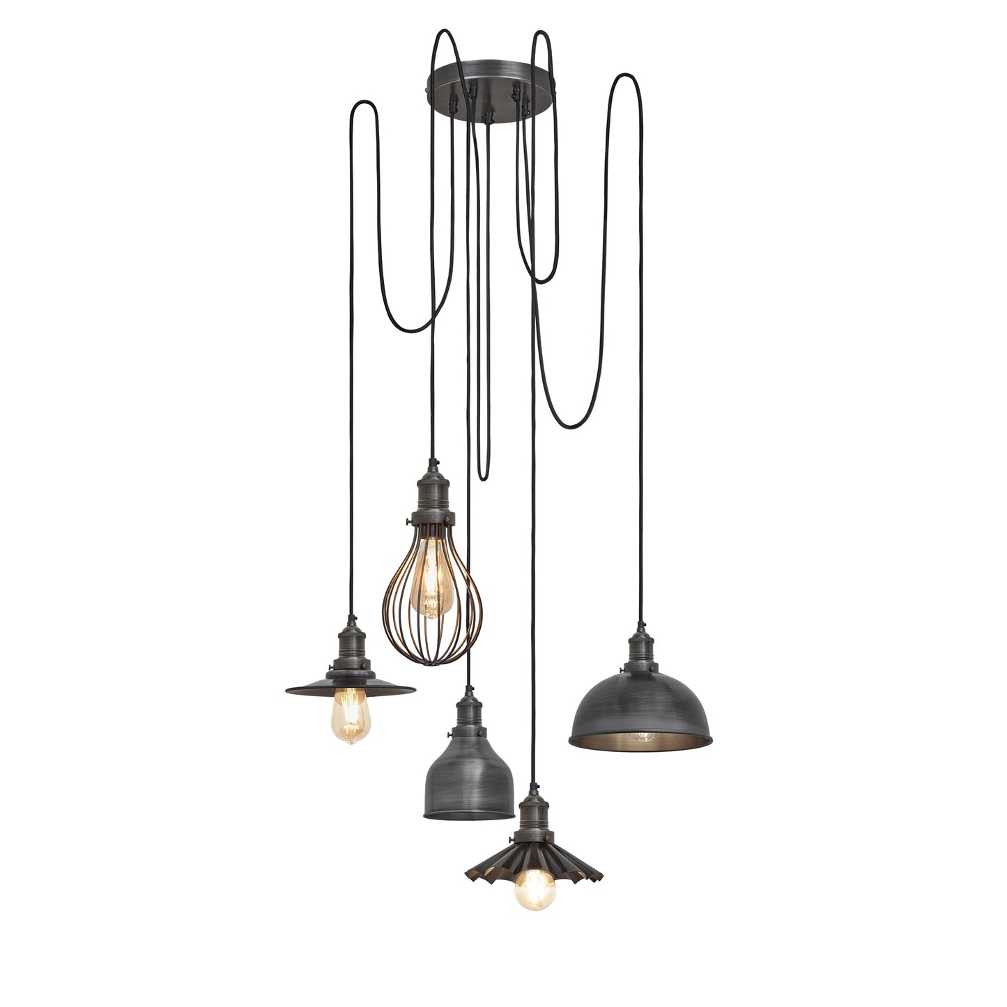 Brooklyn 5 Wire Pendant Light With Shades , Product Shot