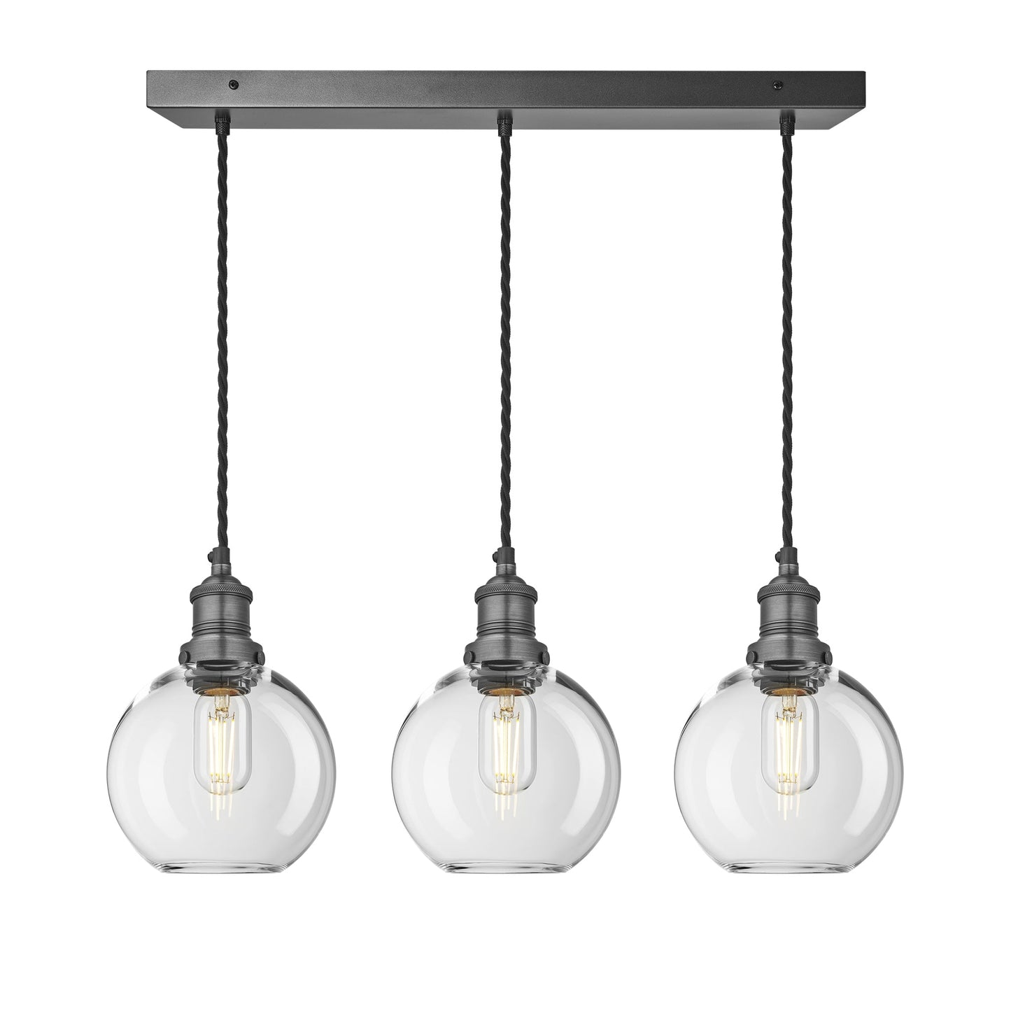 Brooklyn Glass Globe 3 Wire Cluster Lights - 7 Inch, Product Shot