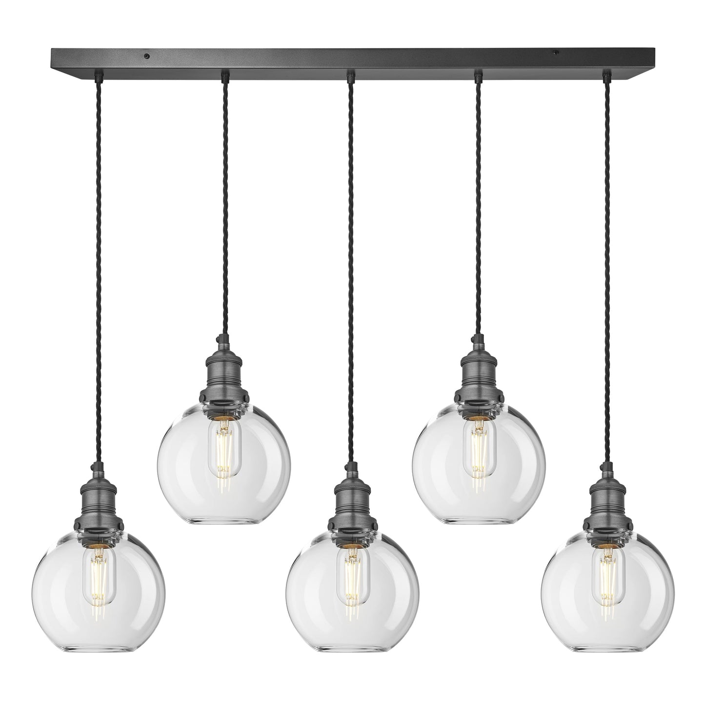 Brooklyn Glass Globe 5 Wire Cluster Lights - 7 Inch, Product Shot