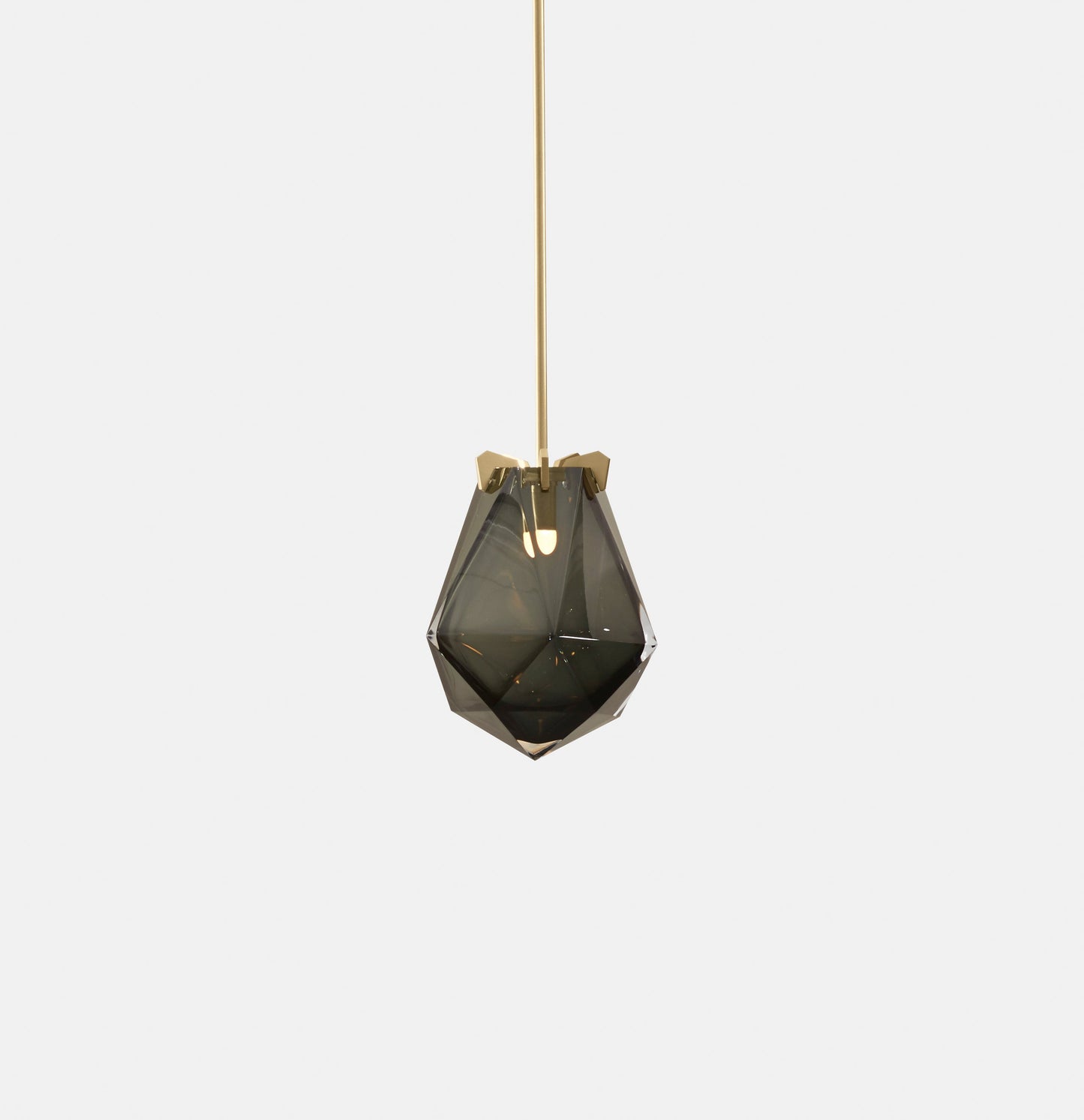 BRIOLETTE SMALL PENDANT SMOKED GRAY GLASS SATIN BRASS FINISH