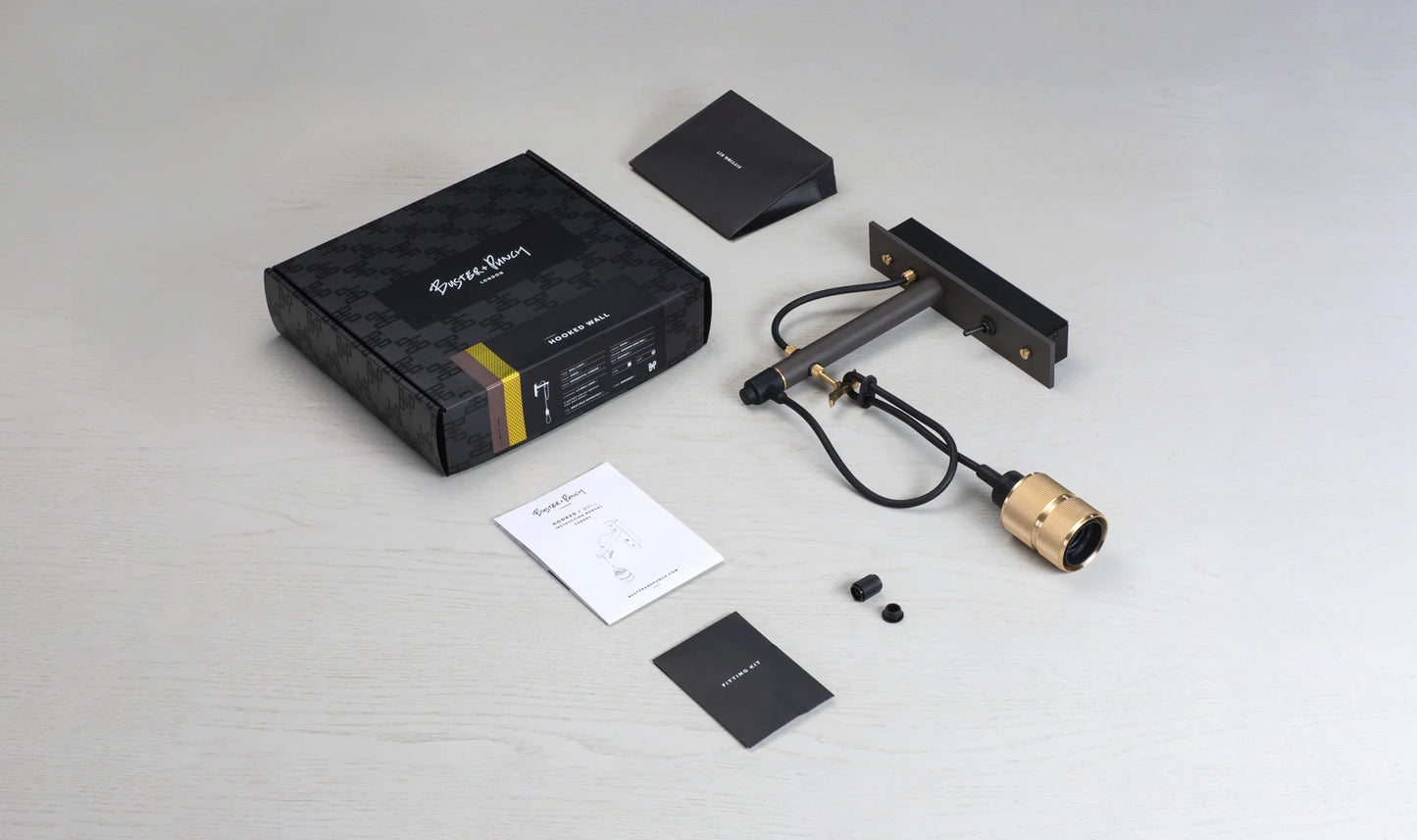 Hooked Wall Light/ Nude/ Graphite Bronze packaging