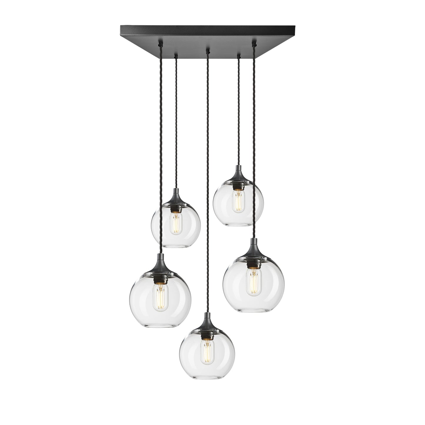 Chelsea Glass Globe 5 Wire Square Cluster Lights - 7 inch , Product Shot