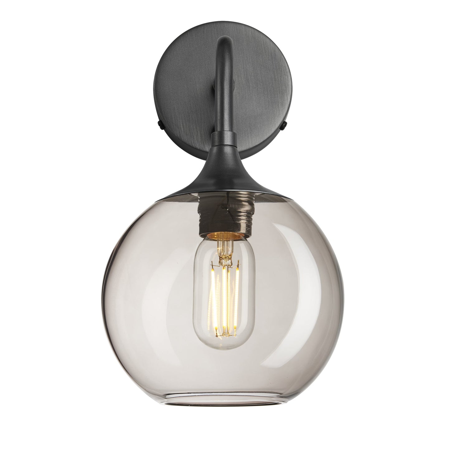 Chelsea Smoked Glass Globe Wall Light - 7 Inch , Product Shot