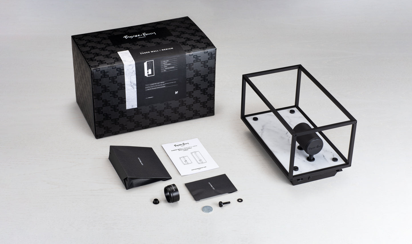 Caged Wall/ Medium White Marble packaging