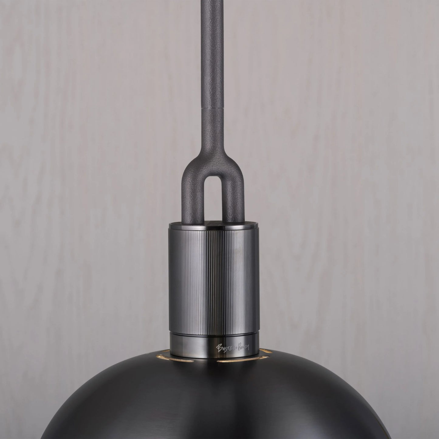 Forked Pendant Light / Shade / Globe / Smoked / Medium Gun metal, detailed close up view of fork.