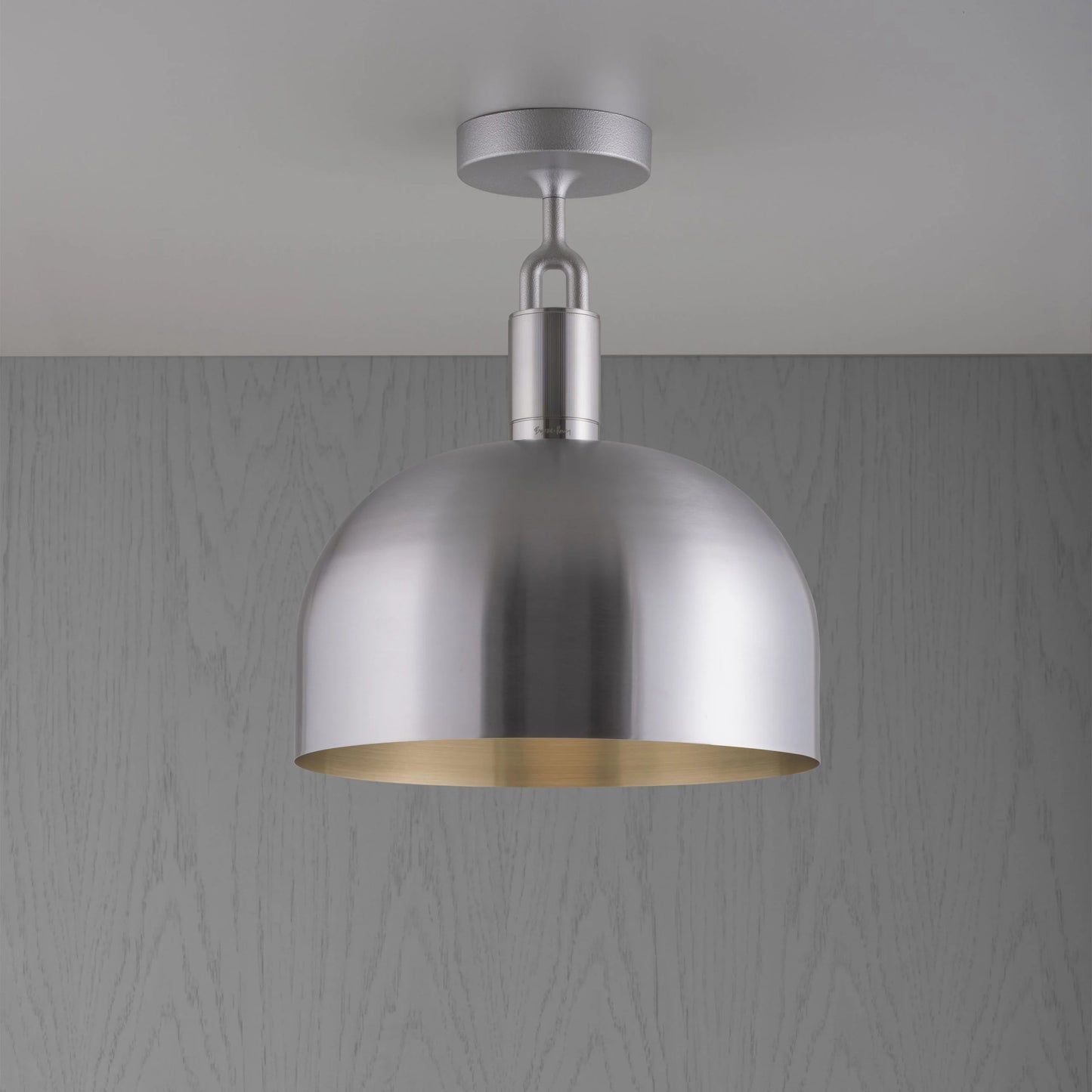 Forked Ceiling Light / Shade / Large steel, front view.