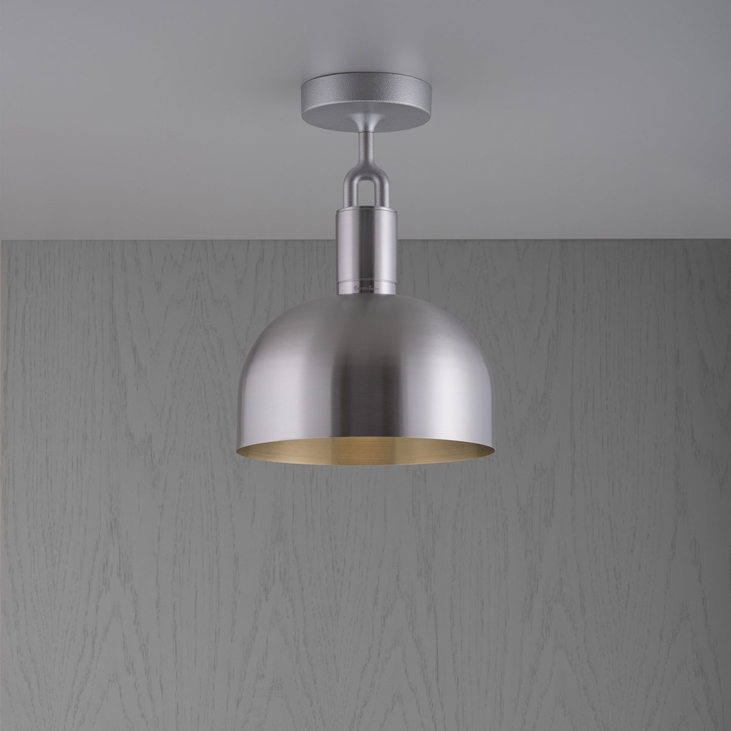 Forked Ceiling Light / Shade / Medium steel, front view.