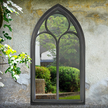 Elegant Black Somerley Chapel Arch Garden Reflection Mirror 112 x 61 CM-2