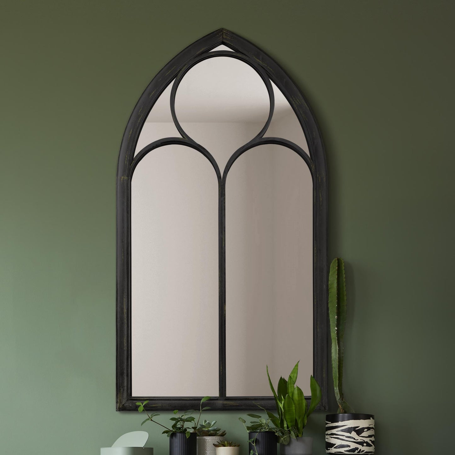 The Somerley - Oversized Black Arched Decorative Metal Mirror for Wall or Leaning Use 60" X 32" (150CM X 81CM)-2